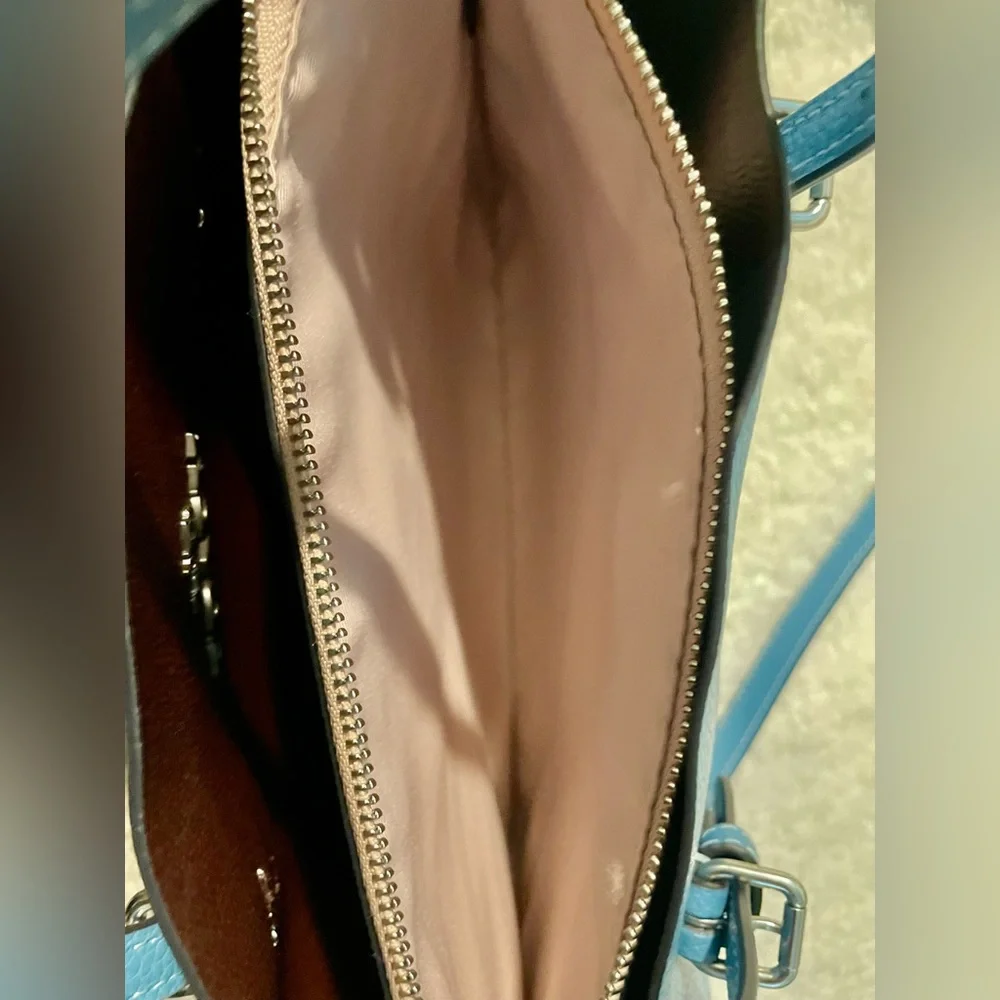 Coach Blue Pebbled Leather Tote Bag - Picture 9 of 17